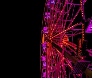 Preview wallpaper ferris wheel, backlight, neon, night, dark, purple