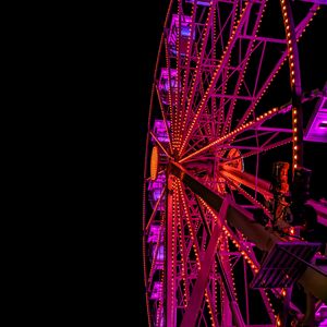 Preview wallpaper ferris wheel, backlight, neon, night, dark, purple