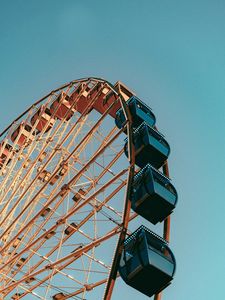 Preview wallpaper ferris wheel, booths, attraction, light bulbs, sky