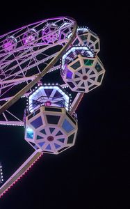 Preview wallpaper ferris wheel, booths, attraction, backlight, dark