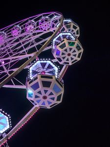 Preview wallpaper ferris wheel, booths, attraction, backlight, dark