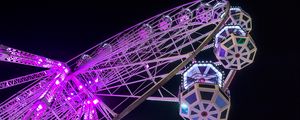 Preview wallpaper ferris wheel, booths, attraction, backlight, dark