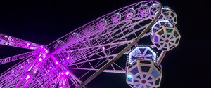 Preview wallpaper ferris wheel, booths, attraction, backlight, dark