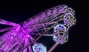 Preview wallpaper ferris wheel, booths, attraction, backlight, dark