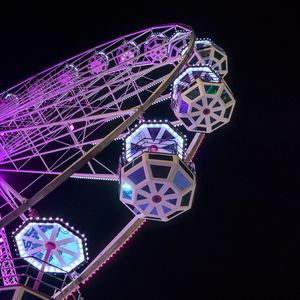 Preview wallpaper ferris wheel, booths, attraction, backlight, dark