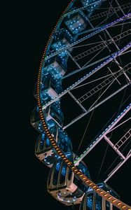 Preview wallpaper ferris wheel, booths, lights, night, dark