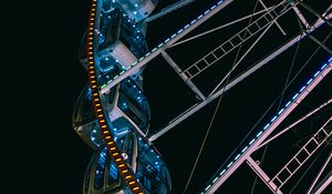 Preview wallpaper ferris wheel, booths, lights, night, dark