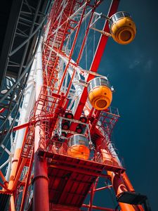 Preview wallpaper ferris wheel, bottom view, sky, attraction