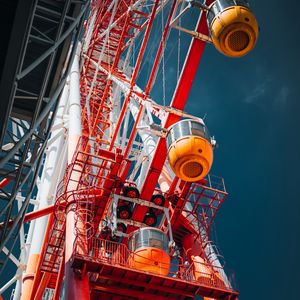 Preview wallpaper ferris wheel, bottom view, sky, attraction