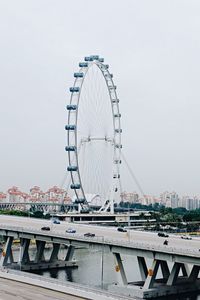 Preview wallpaper ferris wheel, bridge, highway, river