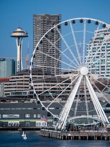 Preview wallpaper ferris wheel, buildings, attraction