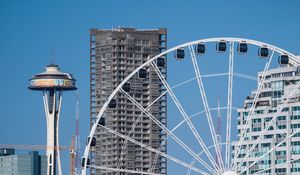 Preview wallpaper ferris wheel, buildings, attraction