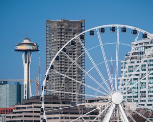 Preview wallpaper ferris wheel, buildings, attraction