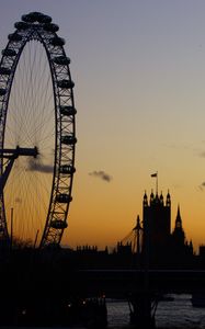 Preview wallpaper ferris wheel, buildings, silhouettes, waterloo, england