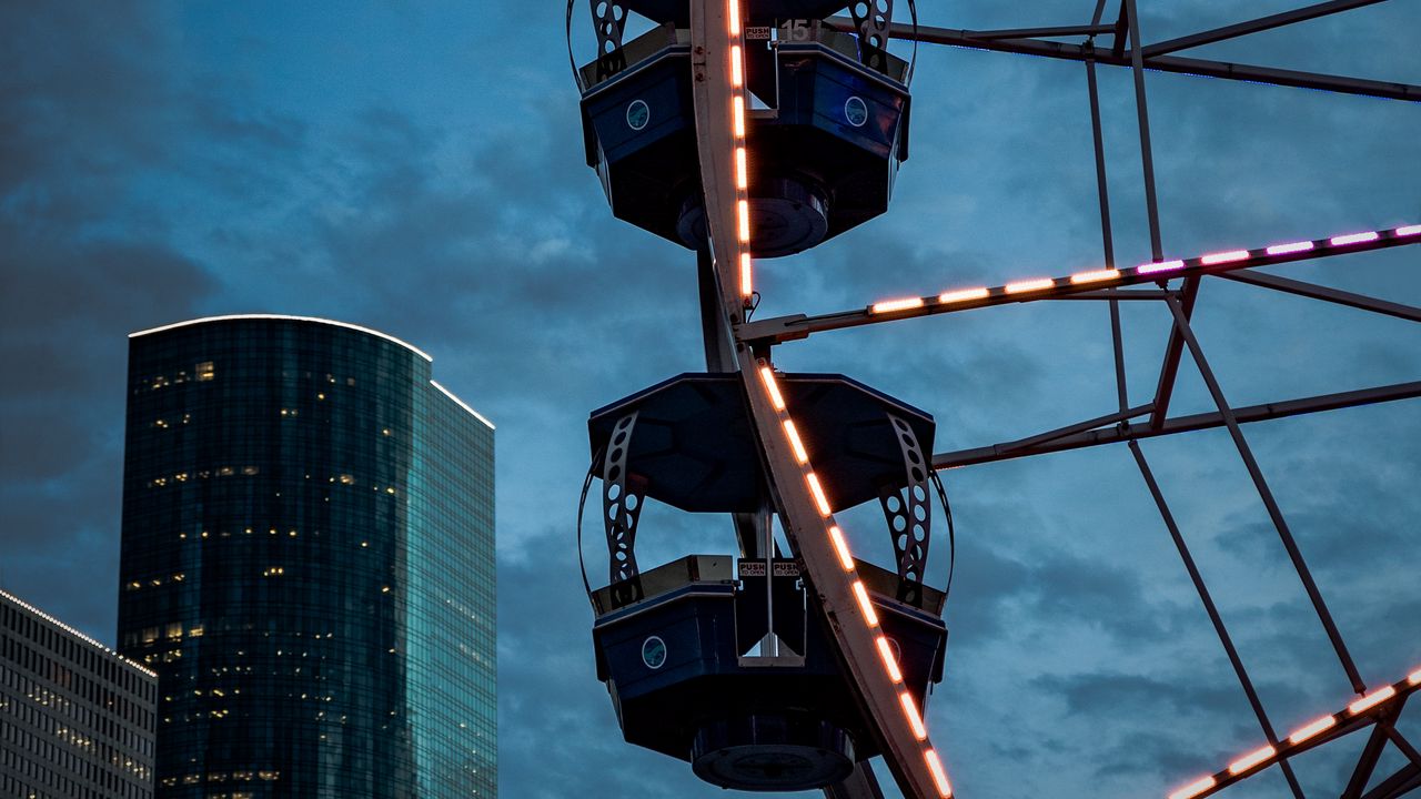 Wallpaper ferris wheel, buildings, skyscrapers, city, architecture
