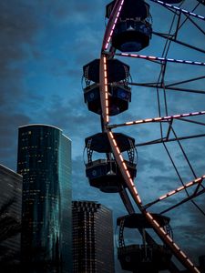 Preview wallpaper ferris wheel, buildings, skyscrapers, city, architecture