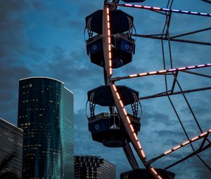 Preview wallpaper ferris wheel, buildings, skyscrapers, city, architecture