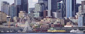 Preview wallpaper ferris wheel, buildings, skyscrapers, architecture, city