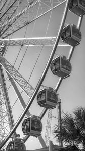 Preview wallpaper ferris wheel, cabins, attraction, bw