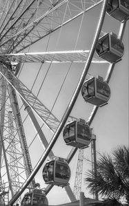 Preview wallpaper ferris wheel, cabins, attraction, bw