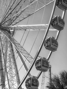 Preview wallpaper ferris wheel, cabins, attraction, bw