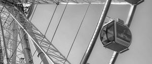 Preview wallpaper ferris wheel, cabins, attraction, bw