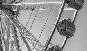 Preview wallpaper ferris wheel, cabins, attraction, bw