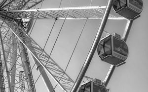 Preview wallpaper ferris wheel, cabins, attraction, bw