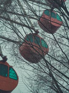 Preview wallpaper ferris wheel, cabins, tree, branches