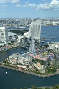 Preview wallpaper ferris wheel, city, buildings, cityscape, aerial view