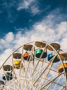 Preview wallpaper ferris wheel, clouds, sky, attraction