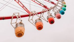 Preview wallpaper ferris wheel, construction, sky, minimalism, colorful