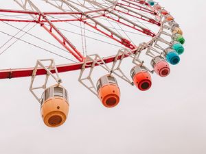 Preview wallpaper ferris wheel, construction, sky, minimalism, colorful