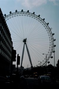 Preview wallpaper ferris wheel, construction, street, twilight, dark