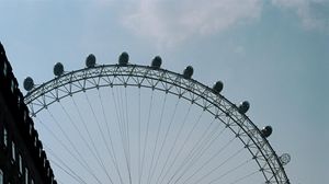 Preview wallpaper ferris wheel, construction, street, twilight, dark