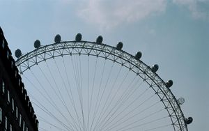 Preview wallpaper ferris wheel, construction, street, twilight, dark