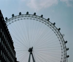 Preview wallpaper ferris wheel, construction, street, twilight, dark