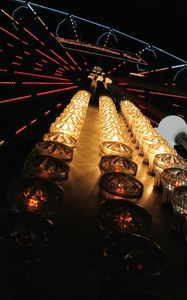 Preview wallpaper ferris wheel, dark, backlight, lights, construction
