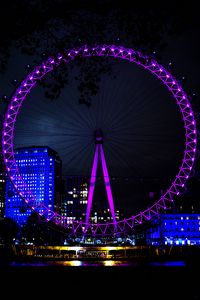 Preview wallpaper ferris wheel, lights, city, neon, night