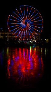 Preview wallpaper ferris wheel, lights, glow, attraction, darkness