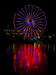 Preview wallpaper ferris wheel, lights, glow, attraction, darkness