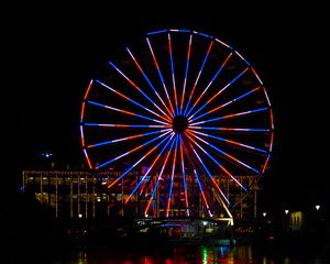 Preview wallpaper ferris wheel, lights, glow, attraction, darkness