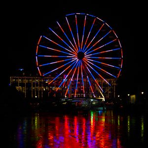 Preview wallpaper ferris wheel, lights, glow, attraction, darkness