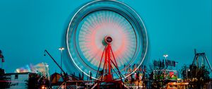 Preview wallpaper ferris wheel, movement, long exposure, attraction, lights