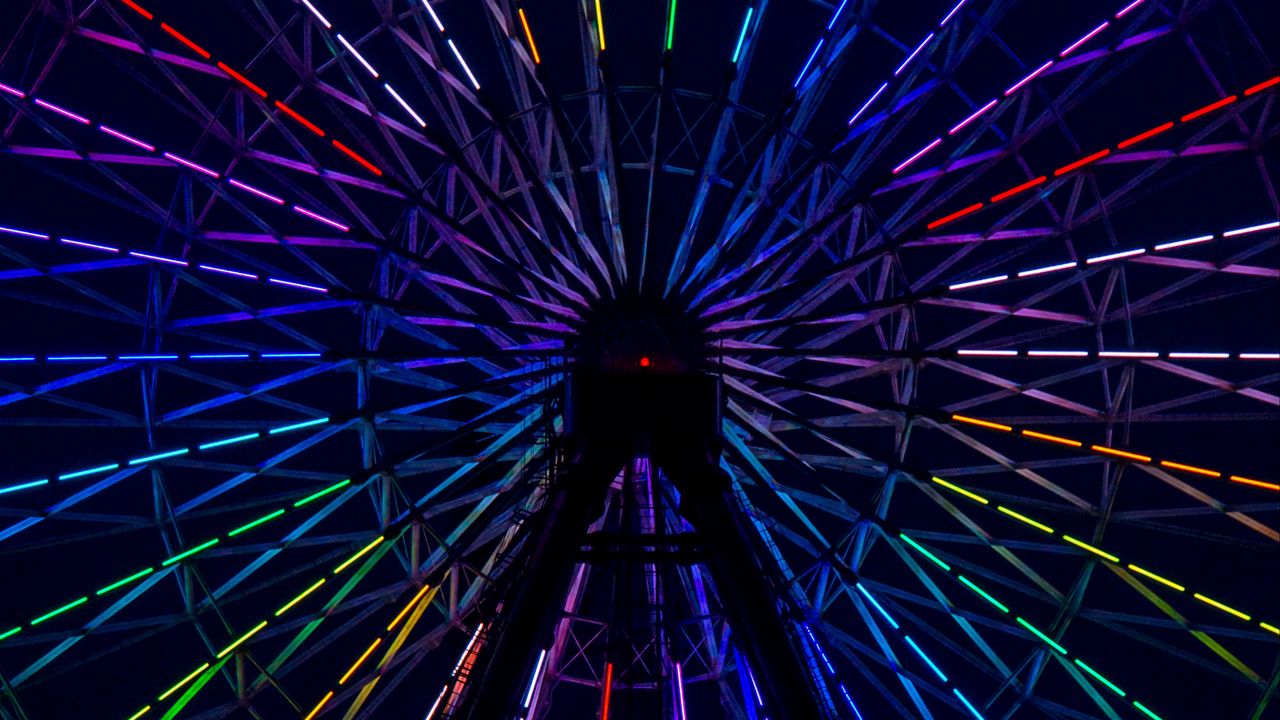 Wallpaper ferris wheel, multicolored, backlight
