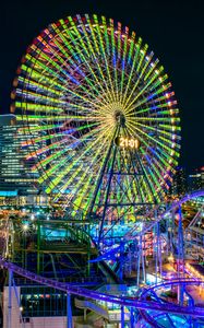 Preview wallpaper ferris wheel, night, attraction, night city