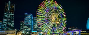 Preview wallpaper ferris wheel, night, attraction, night city