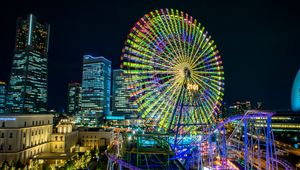 Preview wallpaper ferris wheel, night, attraction, night city