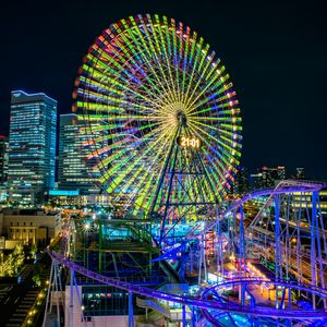 Preview wallpaper ferris wheel, night, attraction, night city