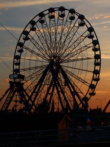 Preview wallpaper ferris wheel, night, attraction, city